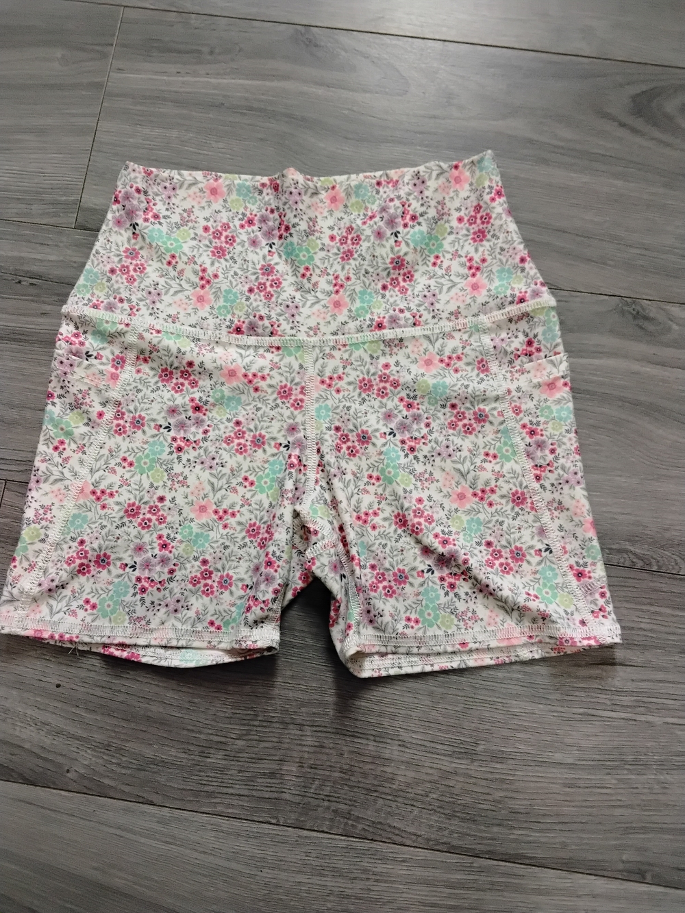 Evolution and Creation Floral High-Waist Bike Shorts – Pink & Mint